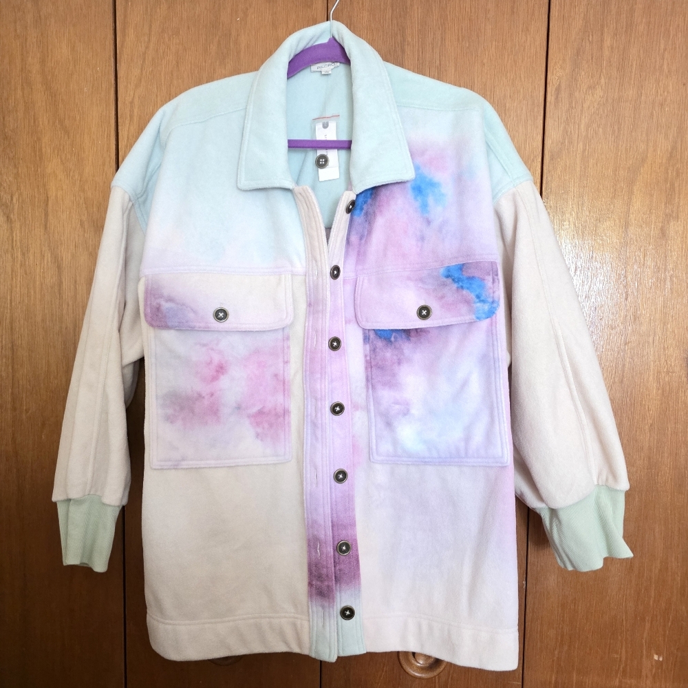 Pilcro Anthropologie Cotton Microfleece Button-Front Jacket Pilcro. Size L - Picture 5 of 8